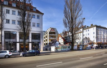 Demolition of a house in Leopoldstraße, Munich, Bavaria, Germany