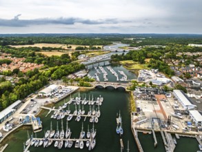 River Hamble and Swanwick Marina from drone, Swanwick, Southampton, Hampshire, England, United
