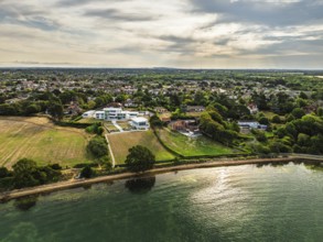 River Hamble from drone, Hamble-le-Rice, Warsash, Southampton Water, Hampshire, EnglandDefault