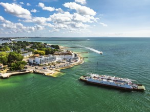 Sandbanks from drone, Poole, Dorset, England, United Kingdom