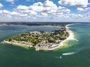 Sandbanks from drone, Poole, Dorset, England, United Kingdom