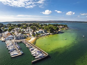 Sandbanks from drone, Poole, Dorset, England, United Kingdom