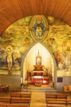 Fresco painting with Christian motifs, Saint Barthélemy Church, Zinal, Val d'Anniviers, Valais