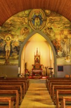 Fresco painting with Christian motifs, Saint Barthélemy Church, Zinal, Val d'Anniviers, Valais