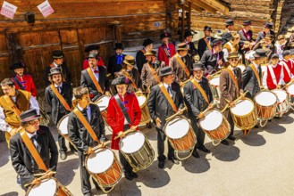 Drummers' and pipers' meeting, Mission, Val d'Anniviers, Valais Alps, Canton Valais, Switzerland