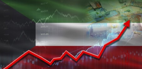 Kuwait financial growth on market graph. Kuwait economic growth on financial graph