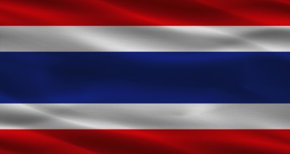 Thailand flag with fabric texture. Realistic flag of Thailand waving