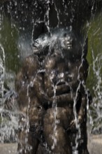 Fountain of Knowledge by Heinrich Jobst, close-up in the large spa gardens of Bad Nauheim, Hesse,