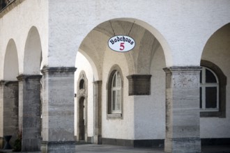 Arcade at bathhouse 5 in the Sprudelhof, an important spa complex built between 1905 and 1911 in