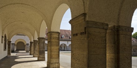 Arcade in the Sprudelhof, a spa complex built between 1905 and 1911 in Art Nouveau style, Bad