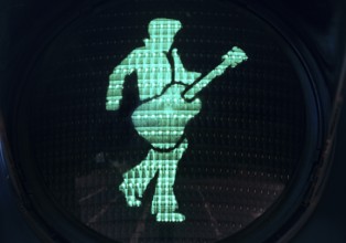Elvis traffic light, pedestrian traffic light with Elvis green phase, Elvis Presley lived in Bad