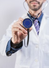 European Union health and medical insurance concept. European Union healthcare system, doctor