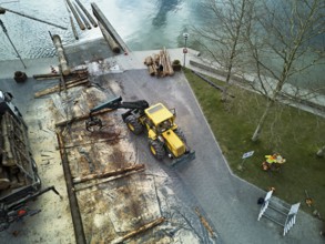 Mobile sawing station for cutting tree trunks, Flösserei 2025, Unterägeri, Canton, Zug, Switzerland