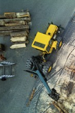Mobile sawing station for cutting tree trunks, Flösserei 2025, Unterägeri, Canton, Zug, Switzerland