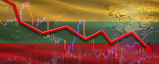 Lithuania financial crisis on economic graph. Financial fall of Lithuania on economy market