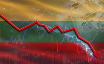 Lithuania financial fall on economy market. Lithuania financial crisis on economic graph