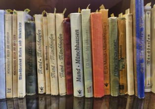 Books about Münchhausen in the Münchhausen Museum, Münchhausen town of Bodenwerder, Weserbergland,