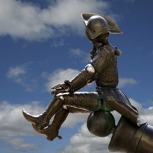 Munchausen figure, The Ride on the Cannonball, Munchausen Fountain by Bonifatius Stirnberg in