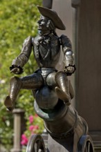 Munchausen figure, The Ride on the Cannonball, Munchausen Fountain by Bonifatius Stirnberg in