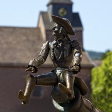 Munchausen figure, The Ride on the Cannonball, Munchausen Fountain by Bonifatius Stirnberg in