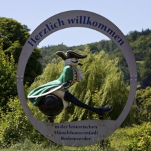 The ride on Münchhausen's cannonball, welcome to the Münchhausen town of Bodenwerder,