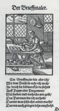 The epistolary painter, description of all classes on earth, 1568, woodcut by Jost Amman from