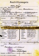 Transfer certificate for pupil Joseph Weber from the Volkshauptschule to the Oberrealschule