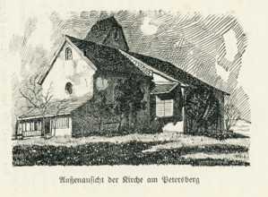 Church from the south-east, reproduction church guide from 1911 Petersberg pilgrimage church,