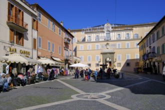 Piazza Liberta with papal summer residence Castel Gandolfo, Palazzo Pontificio, Albano, Alban