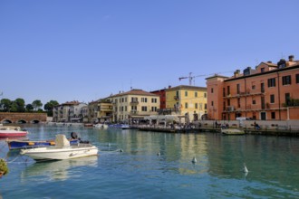 Harbour basin, Peschiera del Garda, Lake Garda, Veneto, Italy