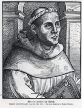 Martin Luther (1483-1546) as a monk, woodcut, from Könnecke Bilderatlas zur Geschichte der