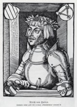 Ulrich von Hutten (1488-1522), woodcut, from Könnecke Bilderatlas zur Geschichte der Deutschen