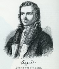 Heinrich von der Hagen (1780-1856) Woodcut, from Könnecke Bilderatlas zur Geschichte der Deutschen