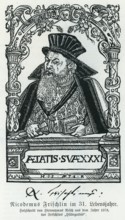Nikodemus Frischlin (1547-1590), woodcut, from Könnecke Bilderatlas zur Geschichte der Deutschen