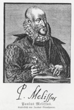 Paulus Melissus, Paul Schede, (1539-1602) copperplate engraving, from Könnecke Bilderatlas zur