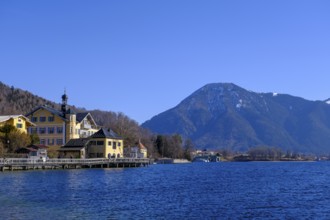Lakeside promenade, Tegernsee, on Lake Tegernsee, Upper Bavaria, Bavaria, Germany
