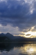 Sunset, Kochel am See, Lake Kochel, Upper Bavaria, Bavaria, Germany