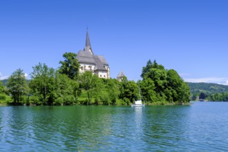 Maria Wörth pilgrimage church, on the southern shore of Lake Lake Wörth, Carinthia, Austria