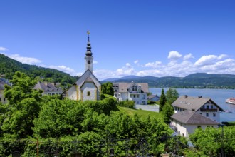 Rosenkranzkirche, or winter church, pilgrimage church Maria Wörth, on Lake Lake Wörth, southern