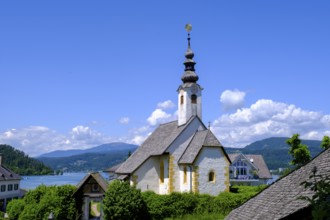 Rosenkranzkirche, pilgrimage church Maria Wörth, on Lake Lake Wörth, southern shore, Carinthia,