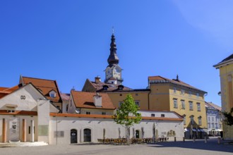 Landhaushof, with St Egid's parish church, Klagenfurt, Carinthia, Austria