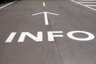 Font info, symbol, information, museum, Il Gallerie, former motorway tunnel, Trento, Trentino,
