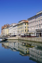 Commercial and residential buildings on the Grand Canal, Borgo Teresiano, Trieste, Adriatic Sea,