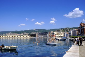 Old harbour, Porto Vecchio, pier, of Riva del Mandracchio, promenade, Trieste, Adriatic Sea, Friuli