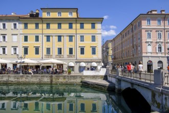 Commercial and residential buildings on the Grand Canal, Borgo Teresiano, Trieste, Adriatic Sea,