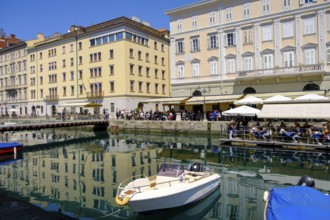 Commercial and residential buildings on the Grand Canal, Borgo Teresiano, Trieste, Adriatic Sea,