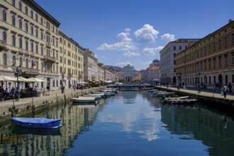 Commercial and residential buildings on the Grand Canal, Borgo Teresiano, Trieste, Adriatic Sea,