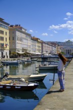 Commercial and residential buildings on the Grand Canal, Borgo Teresiano, Trieste, Adriatic Sea,