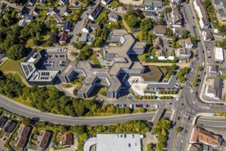 Aerial view, district house local administration, Lüdenscheid city, Lüdenscheid, Sauerland, North