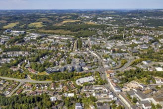 Aerial view, town view and district hall local administration, Lüdenscheid town, Lüdenscheid,